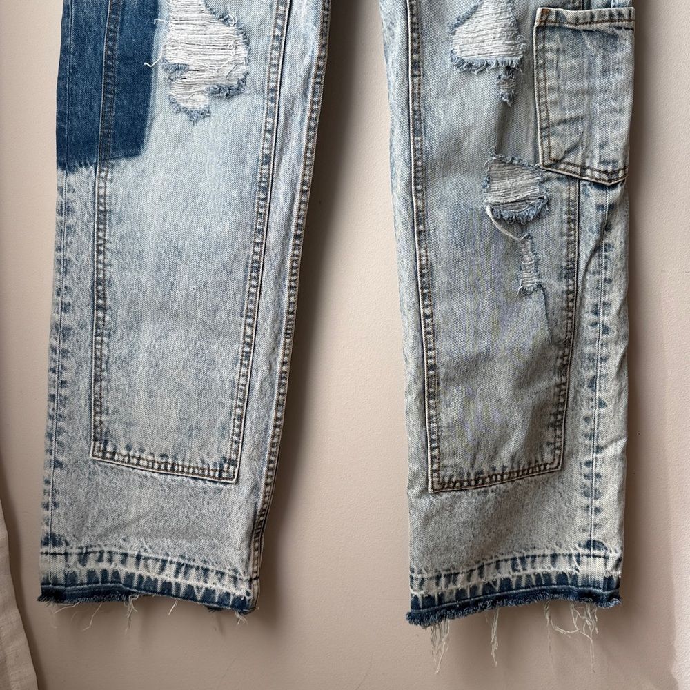 Revice Denim Manhattan / Greenwich Village Patchwork Raw Hem Acid Wash Y2K Jeans - Picture 7 of 9